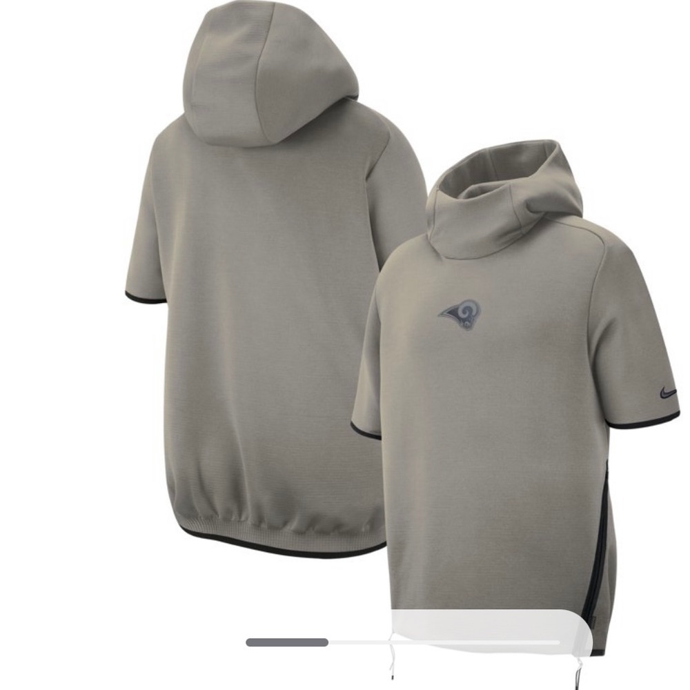 Men's Nike Gray Los Angeles Rams Sideline Repel Short Sleeve Pullover Hoodie